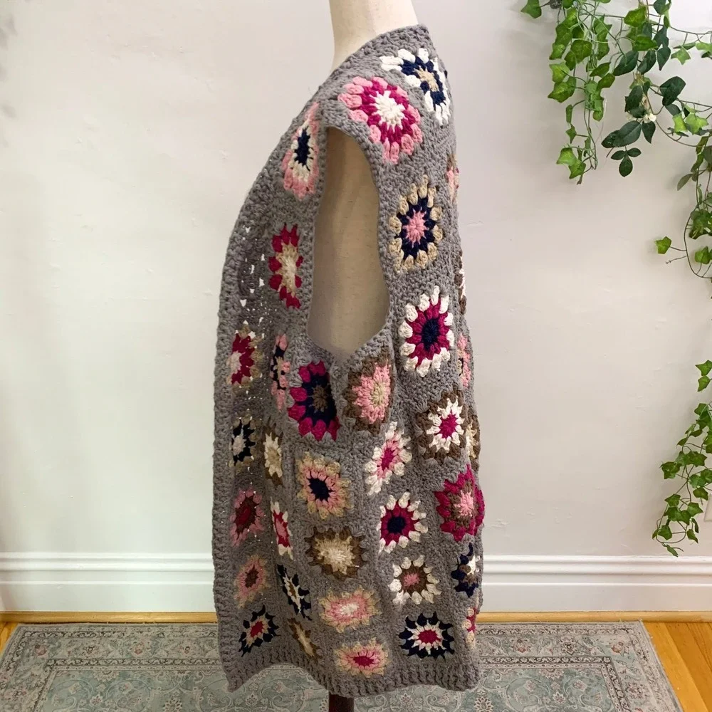 Handmade crochet granny‎ squares oversized vest one size